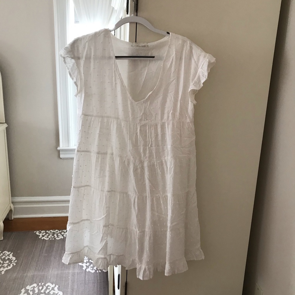UO Textured Tiered Ruffle Babydoll Dress